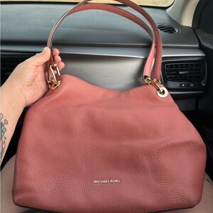 Michael Kors Rose Shoulder Bag with Gold Accents